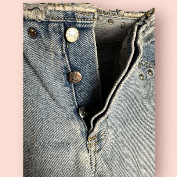 Y2K ultra low Rise Jeans Flare Wide Leg Light Studded button fly mudd size 0 25 - Picture 3 of 4